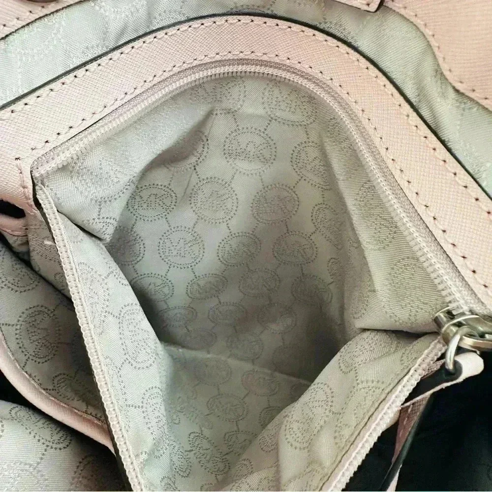 MICHAEL KORS Cynthia Medium Saffiano Leather Satchel Light Pink